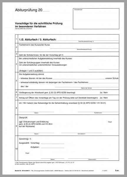 Abiturvordruck