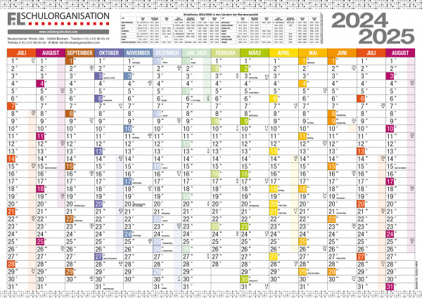 Schuljahreswandplaner NRW Ausgabe 2024/2025