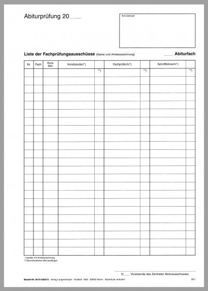 Abiturvordruck