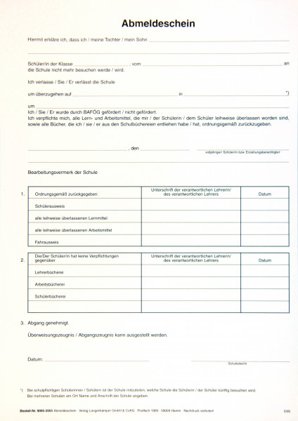 Abmeldeschein