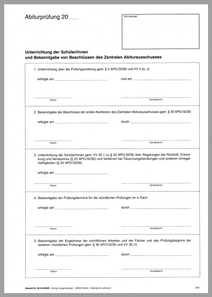 Abiturvordruck