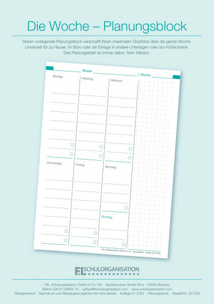 Die Woche - Planungsblock A5
