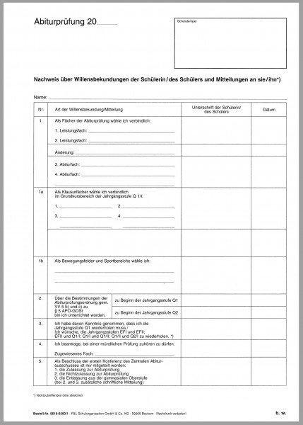 Abiturvordruck