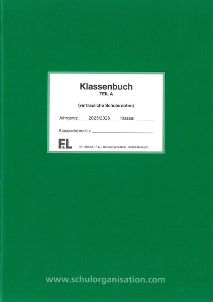 Schülerdaten Realschule Klassenbuch Teil A 2025/2026