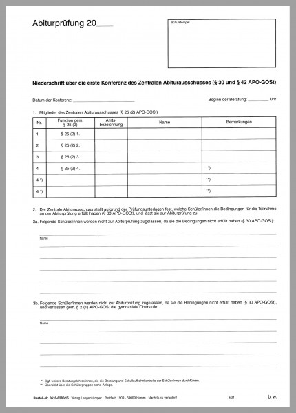 Abiturvordruck