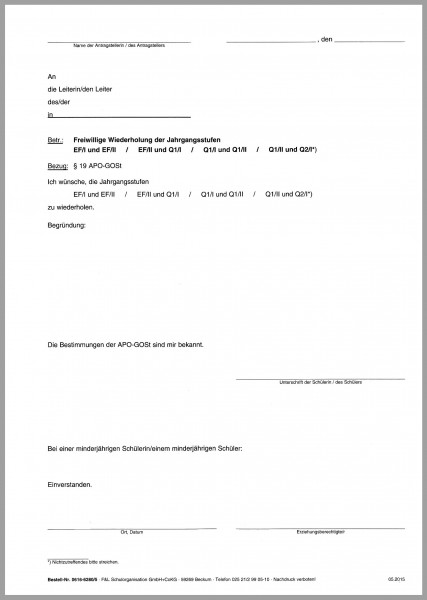 Abiturvordruck
