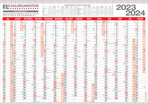 Schuljahreswandplaner NRW Ausgabe 2023/2024