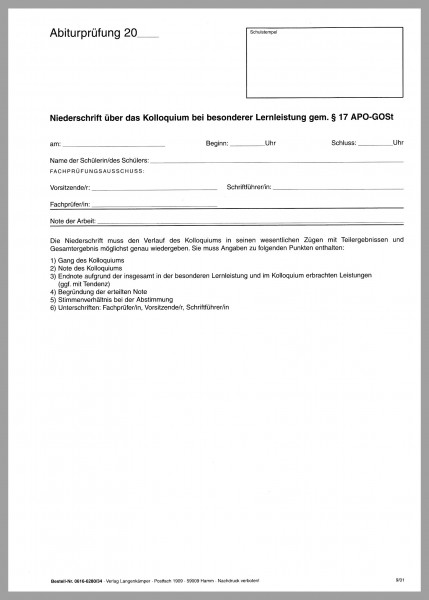 Abiturvordruck